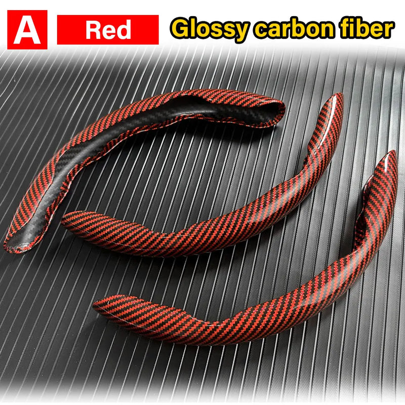 3PCS Carbon Fiber Car Round Steering Wheel Cover Non-Slip Steering Cover Protector Anti Dust Washable Interior Auto Accessories
