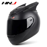 HNJ Men Motorcycle Helmet Women Full Face Helmet Riding Personality Horn Pink Helmet DOT Certification Motorcycle Helmet