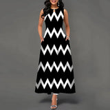 Women's V-neck Sleeveless Long Dress Retro Bohemian Dresses Floral Print Swing Casual New 