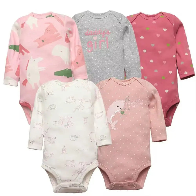 Conjunto de 5 piezas de monos para bebé niño y recién nacido, ropa para niña pequeña, 100 % algodón, suave, con dibujos animados