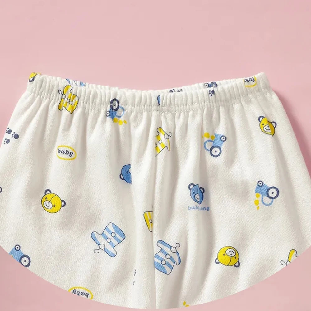 Ropa interior para bebé de 0 a 3 meses, con dibujos animados, para el hogar, de algodón, con botones, para niñas y niños, camiseta de manga larga y pantalones largos.