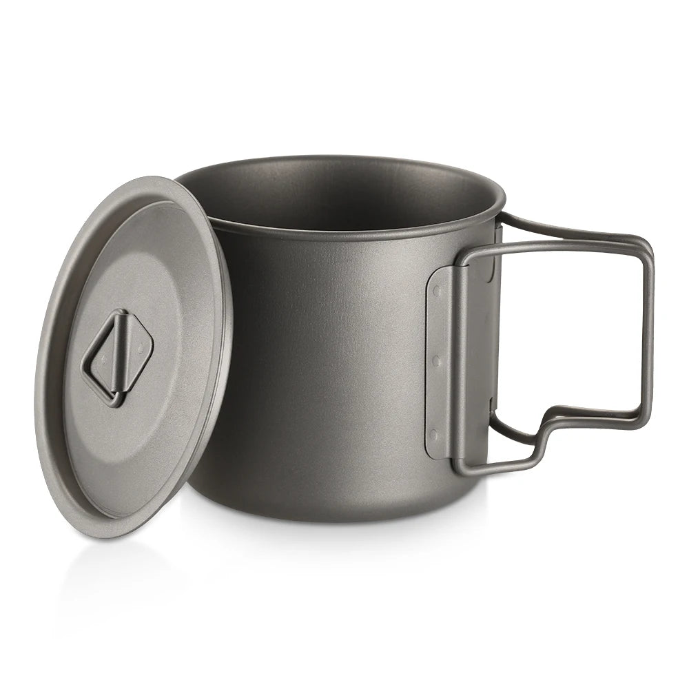 Taza de agua ultraligera de titanio Lixada con asa plegable, portátil para exteriores, camping, picnic, 300 ml/350 ml/550 ml/650 ml