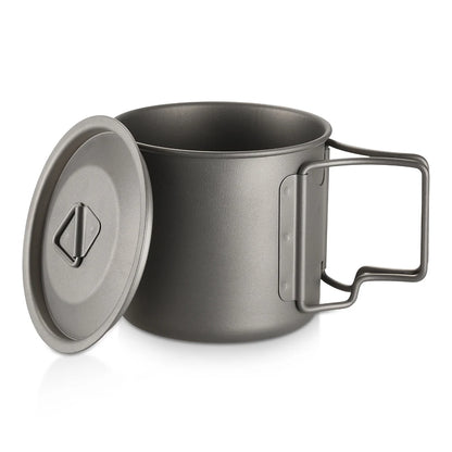 Taza de agua ultraligera de titanio Lixada con asa plegable, portátil para exteriores, camping, picnic, 300 ml/350 ml/550 ml/650 ml