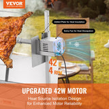 VEVOR-asador eléctrico de 35 pulgadas, asador de carbón con Motor eléctrico, asador de acero inoxidable con ruedas bloqueables para acampar al aire libre