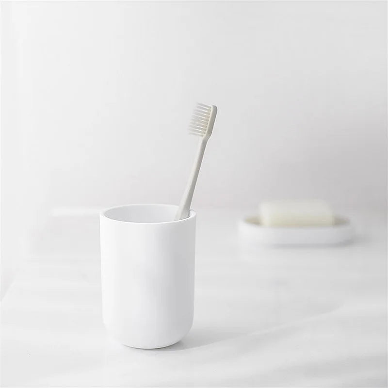 Bathroom Accessories Set Soap Dispenser Bottle Dish Washroom Toothbrush Holder Cup Suit Lotion Rack Toilet Brush Garbage Can