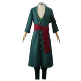 Anime Roronoa Zoro Cosplay Costume Uniform Green Coat Pants Head Scarf Roronoa Zoro Wig Earrings Halloween Carnival Men Clothes