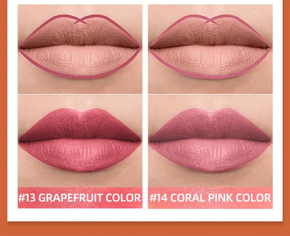 Delineador de labios 2 en 1, resistente al agua, mate, lápiz labial, rojo sexy, de larga duración, maquillaje, cosméticos