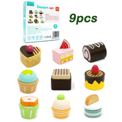 Juego de cocina de madera Montessori con platos y accesorios, ideal como regalo para niños pequeños a partir de 3 años.