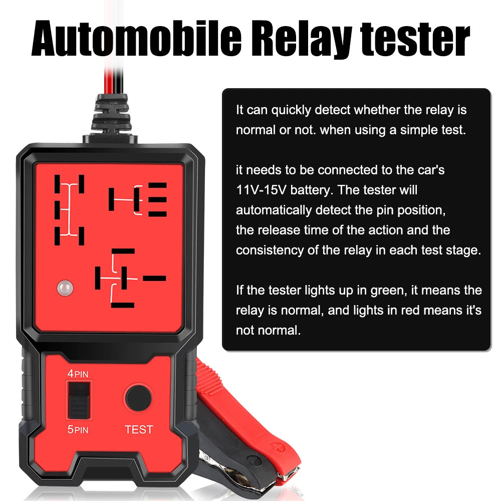 Car Relay Tester Voltage Tester Universal 12V Car Battery Checker Automotive Electronic Relay Tester LED Indicator Light