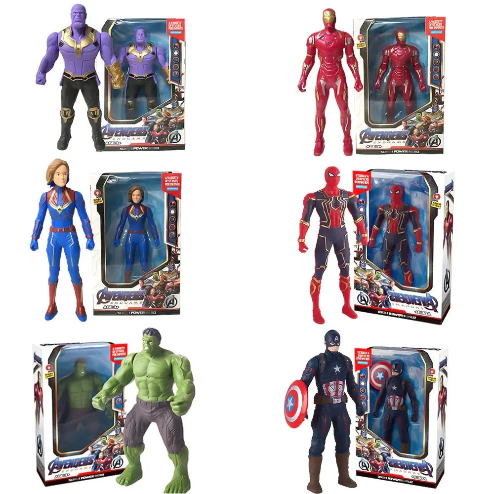 Figura de acción de Marvel Spiderman, Hulk, Ironman, juguete de Anime, regalo de Navidad, PVC, articulaciones móviles, muñeca luminosa, modelo de colección, juguete, 2024