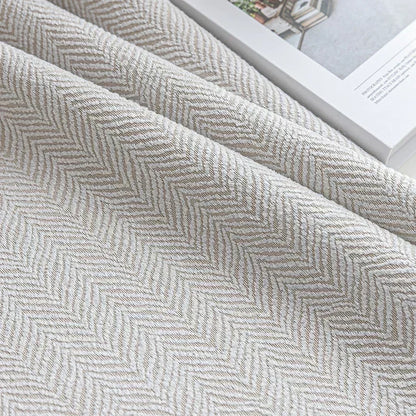 Herringbone Chenille Beige Thickened Blackout Curtains for Living Room Dining Room Bedroom Solid Color Luxury Curtains Custom