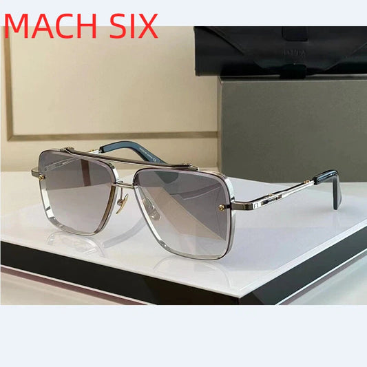 Original Factory DT MACH SIX With Brand Box Leisure Top Quality Classic Luxury Designer Silver Alloy Frame Men Women Sunglasses