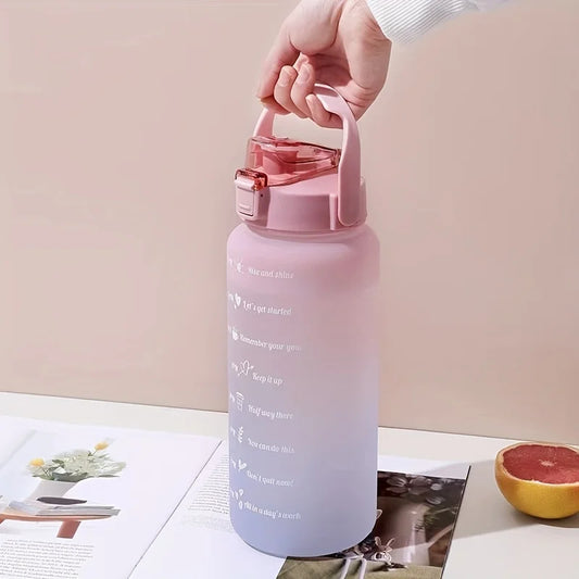 Water Bottle 2 Liter Stay Hydrated Motivated Leakproof Plastic Sport Bottle with Reminder Times for Sports Outdoor Fitness Office Indoor