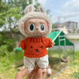 Mini Roupa Boneca de Pelúcia Acessórios para Bonecas Labubu Idol, Camisola e Calças, Roupa Infantil DIY, Presente Fofo, 17cm, 1 Conjunto