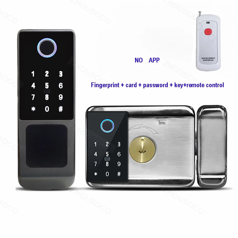 Tuya WIFI Double Side Fingerprint Lock Waterproof Outdoor Gate Passcode Rfid Card Keyless Smart Door Lock
