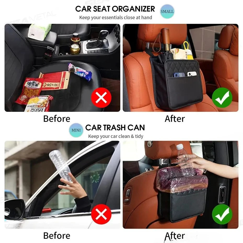 Car Seat Back Storage Box Universal Hanging Headrest Organizer Foldable Storage Pocket for Phone Umbrella Tissue Holder