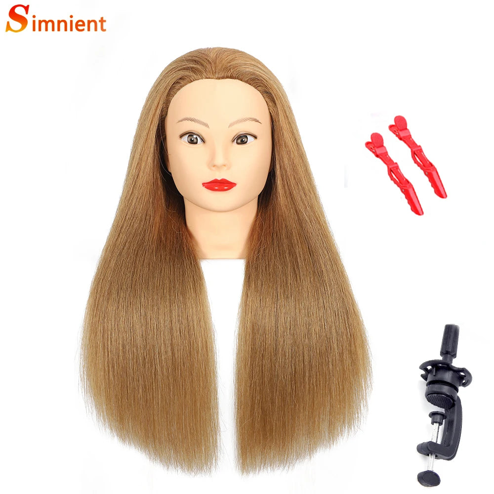 Simnient 100% cabeças de manequim de cabelo humano com para treinamento de cabelo estilo solon cabeleireiro manequim cabeças de boneca para prática de penteado