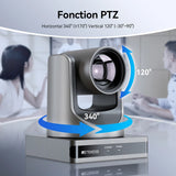 Retekess TC202 PTZ Conference Camera Double Zoom Lens USB3.0 HDMI 1080P/60FPS for Video Business Meeting Live Streaming Church