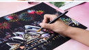Scratch Art Paper Set 2 Sheets World Landmark Night Scene with Stylus DIY Crafts Stress Relief Creative Painting Adult Kids Gift