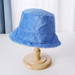Winter Rabbit Plush Fisherman Hats for Women Girl Bucket Hat Windproof Leopard Soft Faux Fur Wide Brim Lady Women Artist Cap