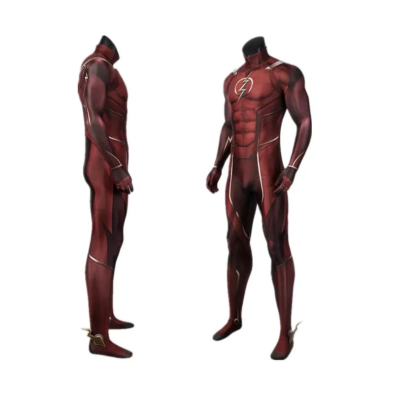 Red Barry Allen Cosplay Costume Adult Men Bodysuit Mask Full Set Halloween Zentai Suit Custom Made