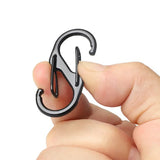 10Pcs S Type Mini Keychain Hook Stainless Steel Carabiner With Lock Anti-Theft Outdoor Camping Backpack Buckle Key-Lock Tool