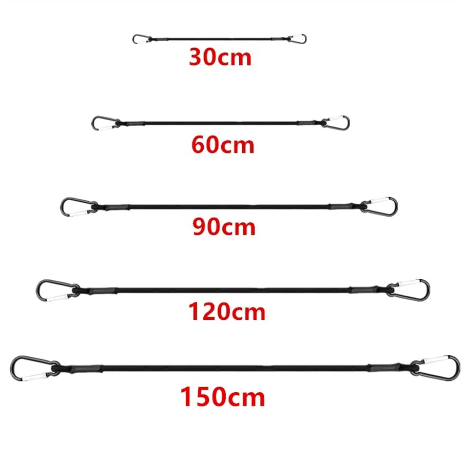 Cuerdas elásticas de 30/60/90/120/150 cm, 8 mm, con ganchos, ligeras, para atar bicicletas, equipaje de coche, correas para portaequipajes de techo.
