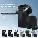 Fitness Clothes Ice Silk Quick Drying T-shirt Suit Men Short Sleeve Running Sportswear Shorts Tracksuit Gym Sports Training Sets