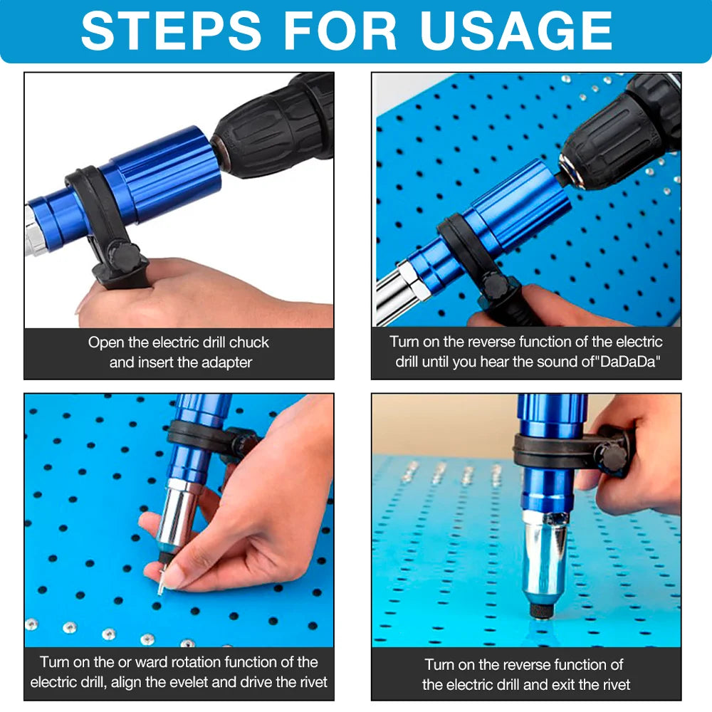 Remachadora, adaptador para remachadora eléctrica, herramientas de 2,4 mm, 3,2 mm, 4,0 mm y 4,8 mm, remachadora doméstica, para taladros eléctricos