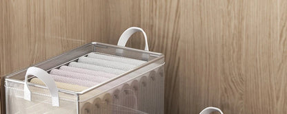 Cesta de almacenamiento transparente de PVC para ropa interior, caja de almacenamiento con marco de acero inoxidable, organizador de armario, caja de tela impermeable