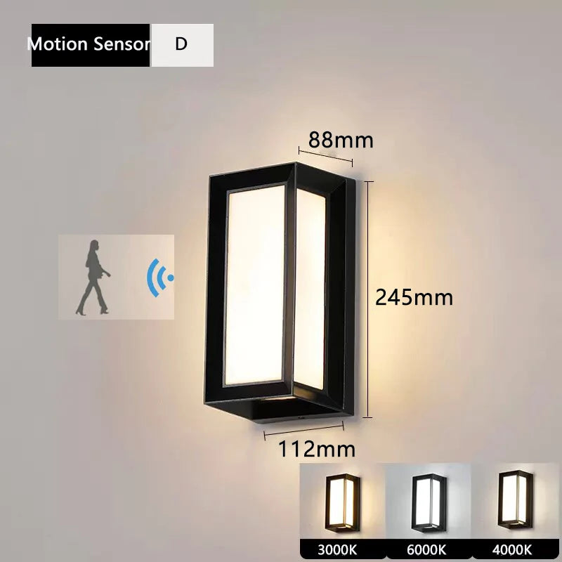 Led Outdoor Wall Light Waterproof IP65 Motion Sensor Led Outdoor Lighting Porch Lights Balcony Garden Lights Outdoor Wall Lamp