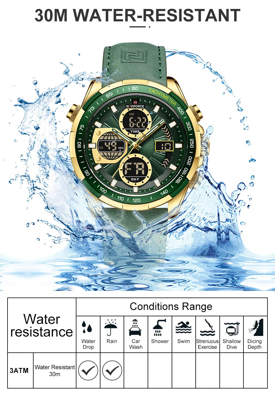 New NAVIFORCE Watches for Men Leather Men's Military Sport Waterproof Watch Quartz Wristwatch Chronograph Male Clock