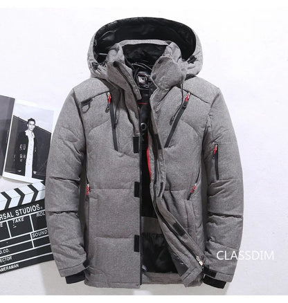 New Winter Men Hooded Casual  Puffer Jackets White Duck Down Coats High Quality Male Outdoor Windproof Warm Winter Parkas Size 5