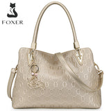 FOXER Brand Women Cowhide Women's Shoulder Bag Female Split Leather Handbag Fashion Lady Tote Large Capacity Top Handle Bag