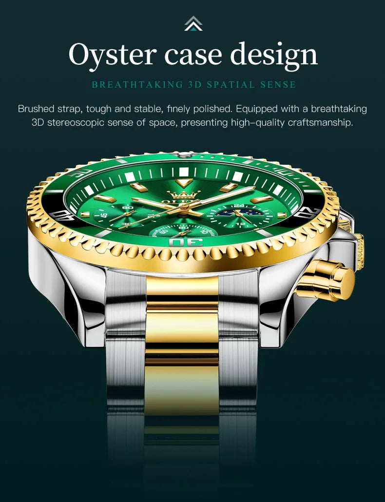 OLEVS Watch Men Top Brand Luxury Gold Quartz Military Watches Waterproof Date Luminous Stainless Steel Chronograph Clock Reloj