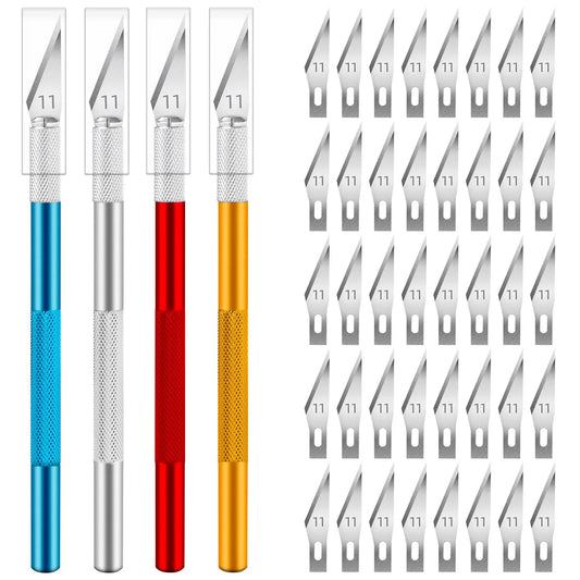 Kit de herramientas de bisturí de metal antideslizante, cortador, grabado, cuchillos artesanales + 5 cuchillas, herramientas manuales de reparación de PCB para teléfono móvil