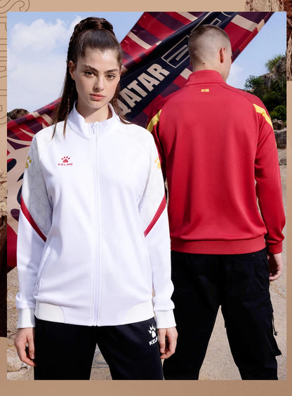 Chaqueta de punto de entrenamiento de fútbol Kelme, serie Qatar para hombre, primavera 2024, para deportes al aire libre, running, fitness, abrigo cortavientos