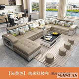 Linlamim Fabric Sofa Set Furniture Living Room Sofa Set with USB and Stools / Big U Shape Cloth Couch Sofas for Home Furniture