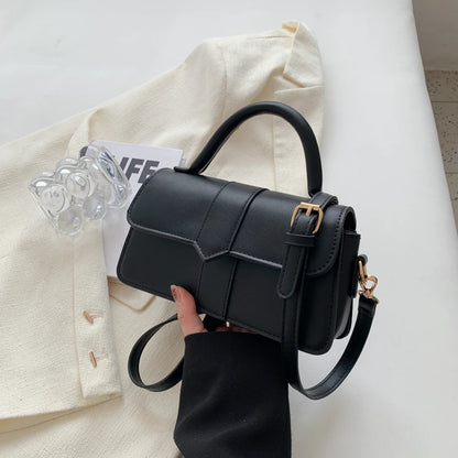 Bolso de hombro de piel sintética para mujer - Bolso bandolera de moda, bolso vintage tipo bandolera, bolso cuadrado (negro)