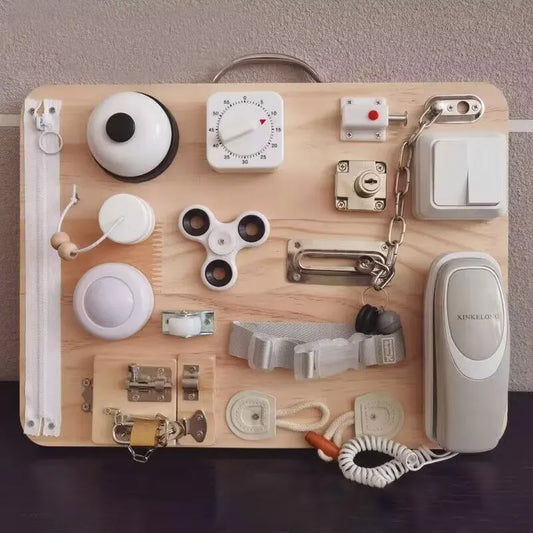 Kids Busy Board DIY Toys Basic Life Skill Training Montessori Educational Lock Cognition Activity Accessorie Material Learning