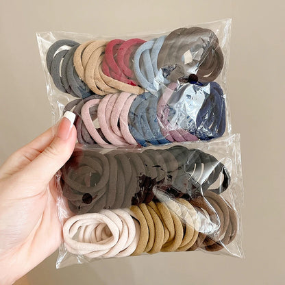 50PCS Colorful Ealstic Hair Rope Ponytail Hold Scrunchie Rubber Band For Women Basic Nylon Hair Bands Elastic Seamless Girls