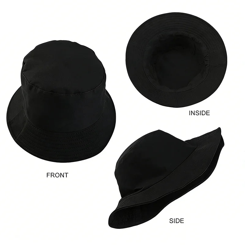 Spring Summer Unisex Solid Color Fisherman Cap Foldable Bucket Hat Outdoor Sunscreen Hat Fashionable Double-Sided Basin Hat
