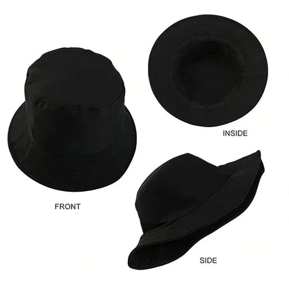 Spring Summer Unisex Solid Color Fisherman Cap Foldable Bucket Hat Outdoor Sunscreen Hat Caps Fashionable Double-sided Basin Hat