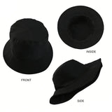 Spring Summer Unisex Solid Color Fisherman Cap Foldable Bucket Hat Outdoor Sunscreen Hat Fashionable Double-Sided Basin Hat