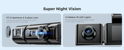 AZDOME M550 Pro 5.8Ghz WiFi 3 Channel Dash Cam 4K+1080P Built-in GPS 3.19" IPS Screen Car DVR IR Night Vision 24H Parking Mode