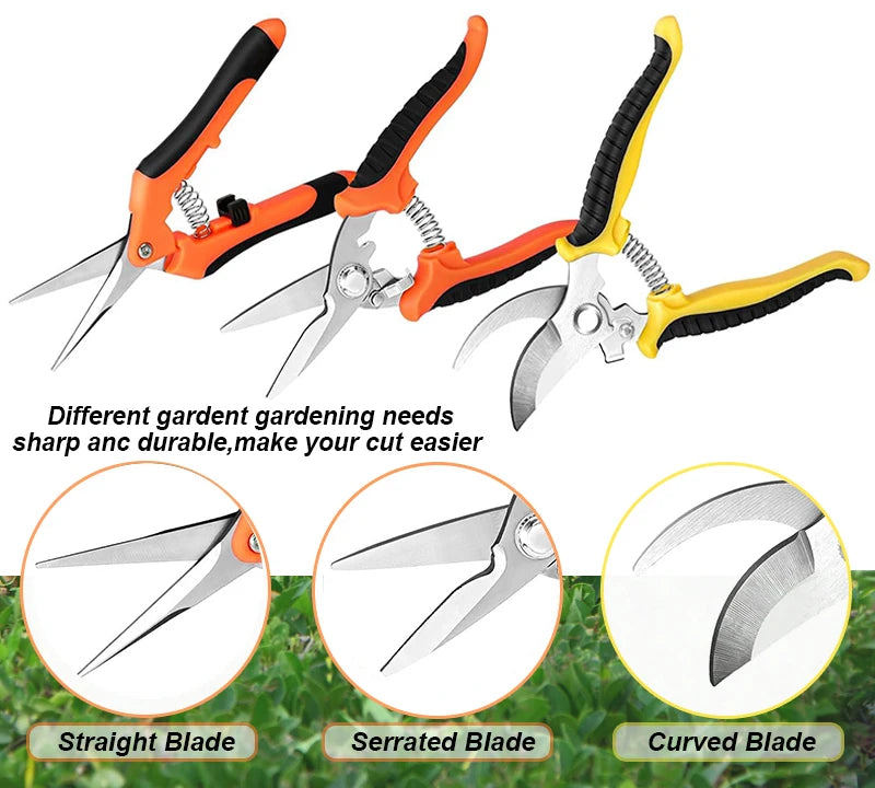 3pcs Multifunctional Stainless Scissors Pruner Garden Scissors for Gardening Flower Fruit Tree Manually Scissor Electrician Tool