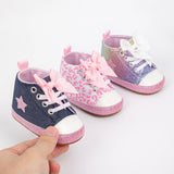 Zapatillas altas con estrellas para bebés recién nacidos, niños y niñas, mocasines con suela antideslizante suave, zapatos de cuna para primeros pasos