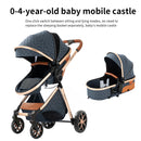 Baby Stroller 3‑in‑1 Travel System Pushchair Lightweight Pram from Birth All‑Terrain Baby Buggy Compact Fold Stroller Summer