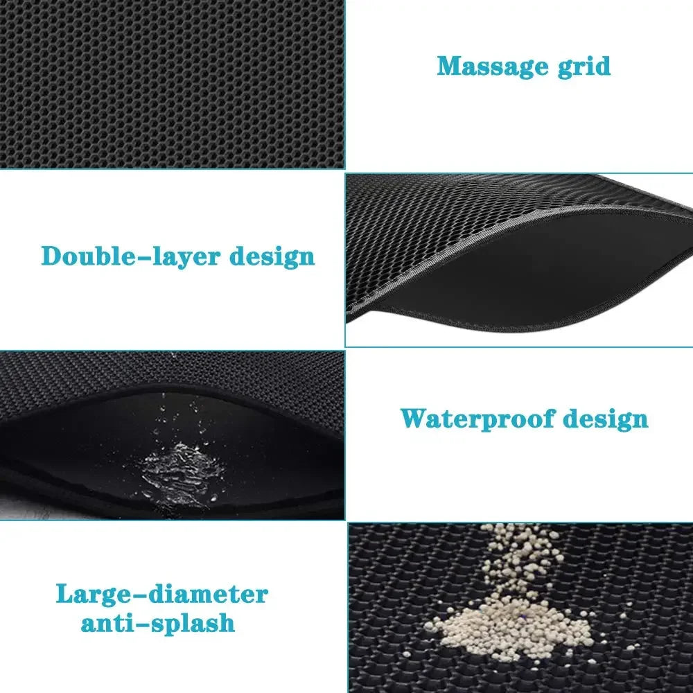 Tapete de areia para gatos com dupla camada Caixa impermeável para animais de estimação Almofada antiderrapante, Cama lavável, Produtos de almofada limpa, Presente