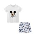 Mickey Mouse Summer T-shirt Shorts Children's Short Sleeve Set Cotton Tees Tracksuits Boys Girls Clothes Casual Two Piece